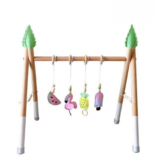 1Set Nordic Style Baby Gym Play Nursery Sensory Ring-pull Toy Wooden Frame Infant Room Toddler Clothes Rack Gift Kids Room Decor