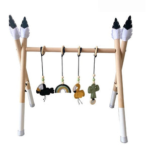 1Set Nordic Style Baby Gym Play Nursery Sensory Ring-pull Toy Wooden Frame Infant Room Toddler Clothes Rack Gift Kids Room Decor