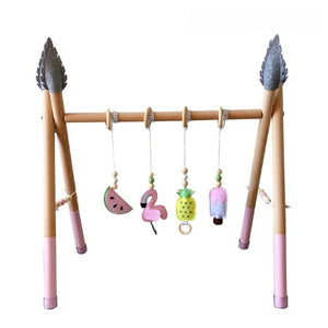 1Set Nordic Style Baby Gym Play Nursery Sensory Ring-pull Toy Wooden Frame Infant Room Toddler Clothes Rack Gift Kids Room Decor