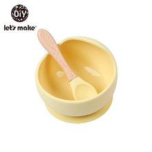 Load image into Gallery viewer, Let&#39;S Make 1set Silicone Baby Feeding Set Waterproof Spoon Non-Slip Feedings Silicone Bowl Tableware Baby Products Baby Plate