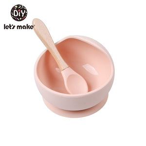 Let'S Make 1set Silicone Baby Feeding Set Waterproof Spoon Non-Slip Feedings Silicone Bowl Tableware Baby Products Baby Plate