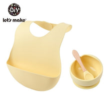 Load image into Gallery viewer, Let&#39;S Make 1set Silicone Baby Feeding Set Waterproof Spoon Non-Slip Feedings Silicone Bowl Tableware Baby Products Baby Plate