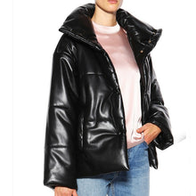 Load image into Gallery viewer, 2020 Solid PU LeatherDown Parkas Women Fashion High Imitation Leather Coats Women Elegant Thick Cotton Jackets Female Ladies C19