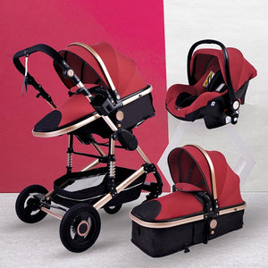 Luxurious Baby Stroller 3 in 1 Portable Travel Baby Carriage Folding Prams Aluminum Frame High Landscape Car for Newborn Baby