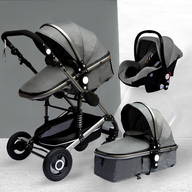 Luxurious Baby Stroller 3 in 1 Portable Travel Baby Carriage Folding Prams Aluminum Frame High Landscape Car for Newborn Baby