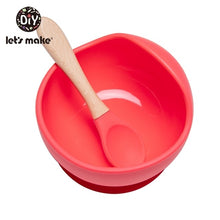 Load image into Gallery viewer, Let&#39;S Make 1set Silicone Baby Feeding Set Waterproof Spoon Non-Slip Feedings Silicone Bowl Tableware Baby Products Baby Plate