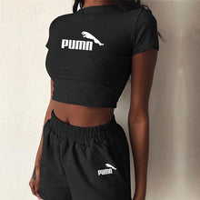 Load image into Gallery viewer, 2 Pieces Set Women Summer O-Neck Casual Crop Top 2020 Female Clothing Tracksuit Pockets Loose Shorts Two Pieces