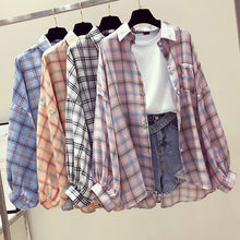 Load image into Gallery viewer, Summer Half Batwing Sleeve Shirts Women Pockets Button Plaid Female Shirt Blusa Mujer 2020 Spring Plus Size Tops Ladies Clothing