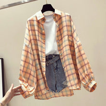 Load image into Gallery viewer, Summer Half Batwing Sleeve Shirts Women Pockets Button Plaid Female Shirt Blusa Mujer 2020 Spring Plus Size Tops Ladies Clothing