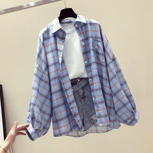 Summer Half Batwing Sleeve Shirts Women Pockets Button Plaid Female Shirt Blusa Mujer 2020 Spring Plus Size Tops Ladies Clothing