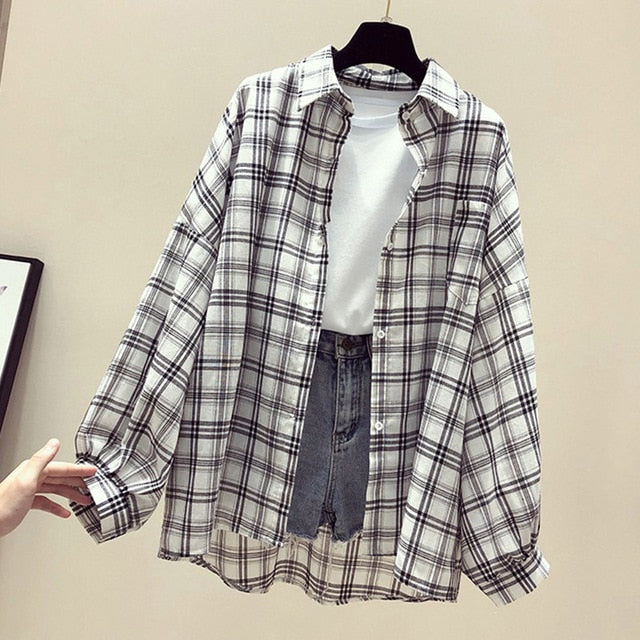 Summer Half Batwing Sleeve Shirts Women Pockets Button Plaid Female Shirt Blusa Mujer 2020 Spring Plus Size Tops Ladies Clothing