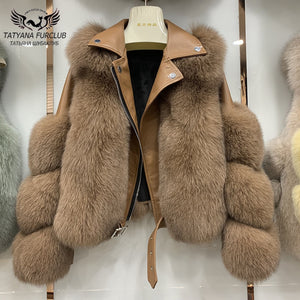 Fashion Real Fox Fur Coats With Genuine Sheepskin Leather Wholeskin Natural Fox Fur Jacket Outwear Luxury Women 2020 Winter New