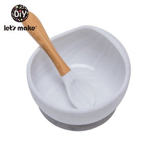 Load image into Gallery viewer, Let&#39;S Make 1set Silicone Baby Feeding Set Waterproof Spoon Non-Slip Feedings Silicone Bowl Tableware Baby Products Baby Plate