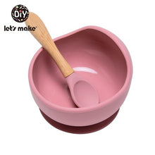 Load image into Gallery viewer, Let&#39;S Make 1set Silicone Baby Feeding Set Waterproof Spoon Non-Slip Feedings Silicone Bowl Tableware Baby Products Baby Plate