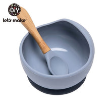 Load image into Gallery viewer, Let&#39;S Make 1set Silicone Baby Feeding Set Waterproof Spoon Non-Slip Feedings Silicone Bowl Tableware Baby Products Baby Plate