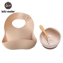 Load image into Gallery viewer, Let&#39;S Make 1set Silicone Baby Feeding Set Waterproof Spoon Non-Slip Feedings Silicone Bowl Tableware Baby Products Baby Plate