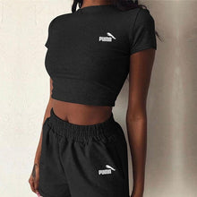 Load image into Gallery viewer, 2 Pieces Set Women Summer O-Neck Casual Crop Top 2020 Female Clothing Tracksuit Pockets Loose Shorts Two Pieces