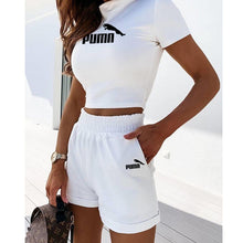 Load image into Gallery viewer, 2 Pieces Set Women Summer O-Neck Casual Crop Top 2020 Female Clothing Tracksuit Pockets Loose Shorts Two Pieces