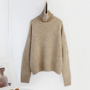 Aachoae Autumn Winter Women Knitted Turtleneck Cashmere Sweater 2020 Solid Casual Basic Pullover Jumper Batwing Long Sleeve Tops