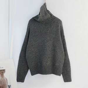 Aachoae Autumn Winter Women Knitted Turtleneck Cashmere Sweater 2020 Solid Casual Basic Pullover Jumper Batwing Long Sleeve Tops