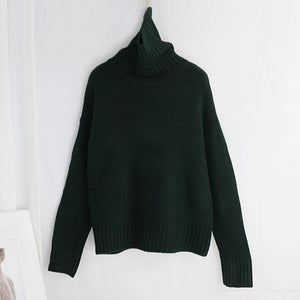 Aachoae Autumn Winter Women Knitted Turtleneck Cashmere Sweater 2020 Solid Casual Basic Pullover Jumper Batwing Long Sleeve Tops