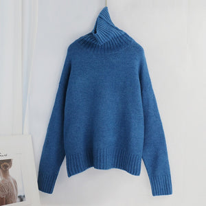 Aachoae Autumn Winter Women Knitted Turtleneck Cashmere Sweater 2020 Solid Casual Basic Pullover Jumper Batwing Long Sleeve Tops