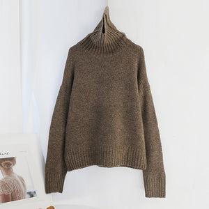 Aachoae Autumn Winter Women Knitted Turtleneck Cashmere Sweater 2020 Solid Casual Basic Pullover Jumper Batwing Long Sleeve Tops