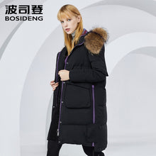 Load image into Gallery viewer, Bosideng Long Down Coat Women Fashion Casual Straight Hoodie Zipper Windproof and Waterproof  Women&#39;s Coat  B80141012