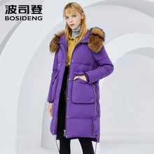 Load image into Gallery viewer, Bosideng Long Down Coat Women Fashion Casual Straight Hoodie Zipper Windproof and Waterproof  Women&#39;s Coat  B80141012